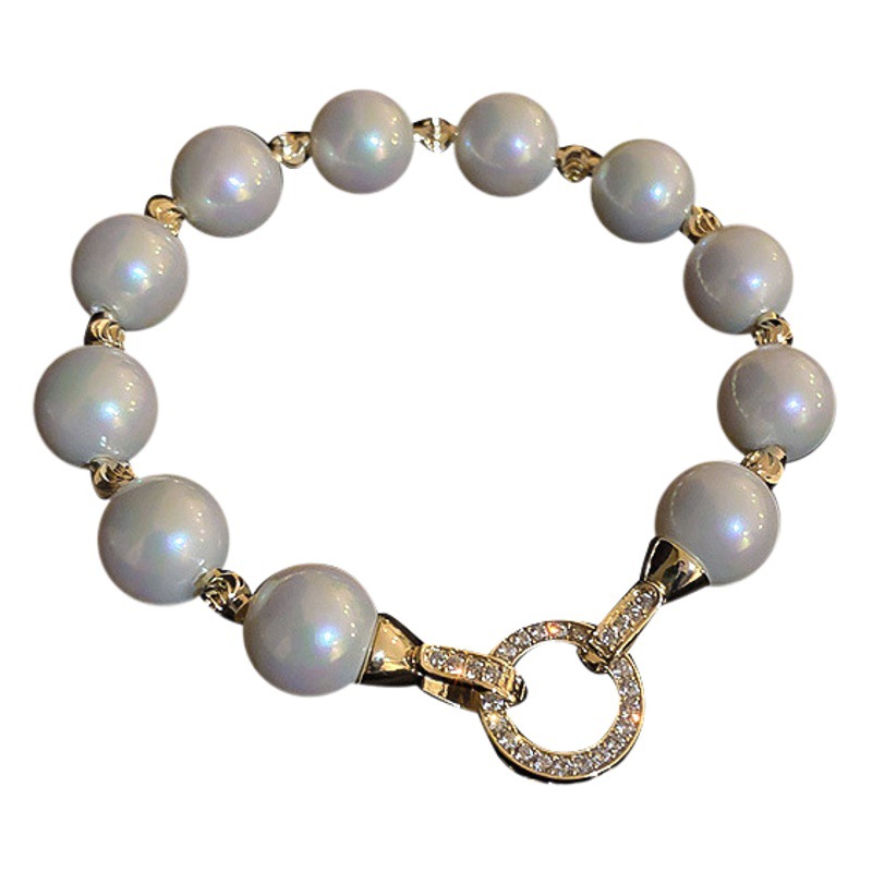 Pulsera de perlas de circón electrochapada de oro real Corea del Sur ins moda pulsera de alto sentido personalidad temperamento pulsera de lujo ligero para mujeres