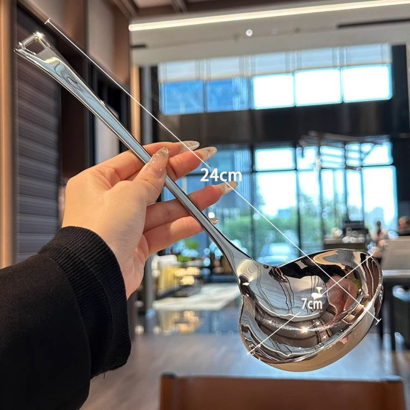 厚みのあるスプーン、家庭用鍋スープスプーン、キッチンザル、304ステンレス鋼、見栄えの良いスープ、深めのインターネットセレブ|undefined