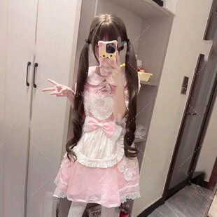 Nuojiji Xiaomei 85cm Less Long Curly Hair Black Tea Burnt Brown Lolita Soft Girl Japanese Style Style Round Face Matte Long Straight Curly Hair