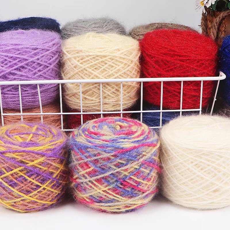 Hand-knitted hat, scarf, and bag with squirrel plush yarn, thick squirrel yarn, shiny silk mohair yarn, and outerwear.