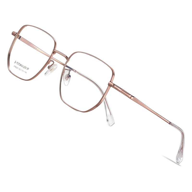 En stock al por mayor gafas de titanio puro st6221 moda hombres y mujeres pueden coincidir con gafas de miopía marco IP chapado ultraligero gafas lisas