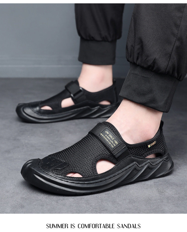 Dép sandal nam quai ngang kiểu La Mã bao đầu, thân lưới thoáng khí, đế cao su — 5512 dép sandal màu xám, 5512 dép sandal đen chi tiết 10