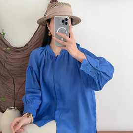 花社苎麻慵懒风短款衬衫女2026夏季新款宽松休闲简约百搭衬衣