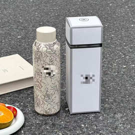 小香复古时尚花纹保温杯316不锈钢便携车载水杯高颜值小口随行杯