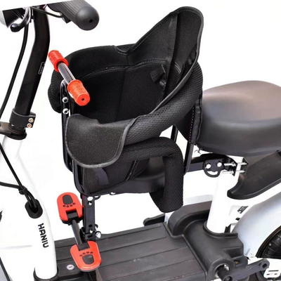 Electric car child seat: Seat Front-Mounted Aima Electric - 308-thickened-single-seat-armrest-foot-half-guard-net-circle-backrest-seat-belt-cushion