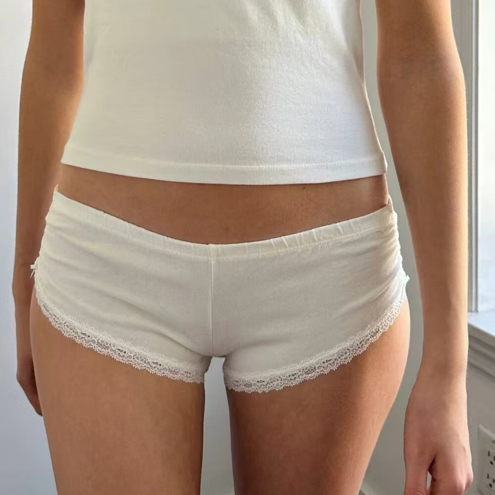 2024 European and American New Cross-border Low Waist Bow Women's Leggings Hot Pants Shorts