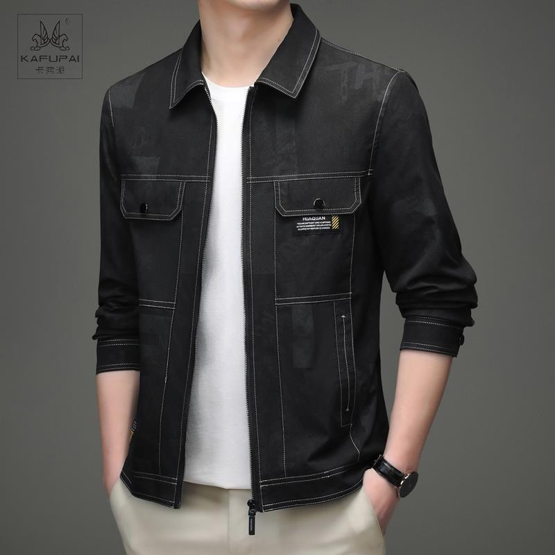 Spring and Autumn Dark Pattern Camouflage Men's Casual Jacket Lapel Business Jacket # Zipper Model 102 Manufacturer Free Shipping