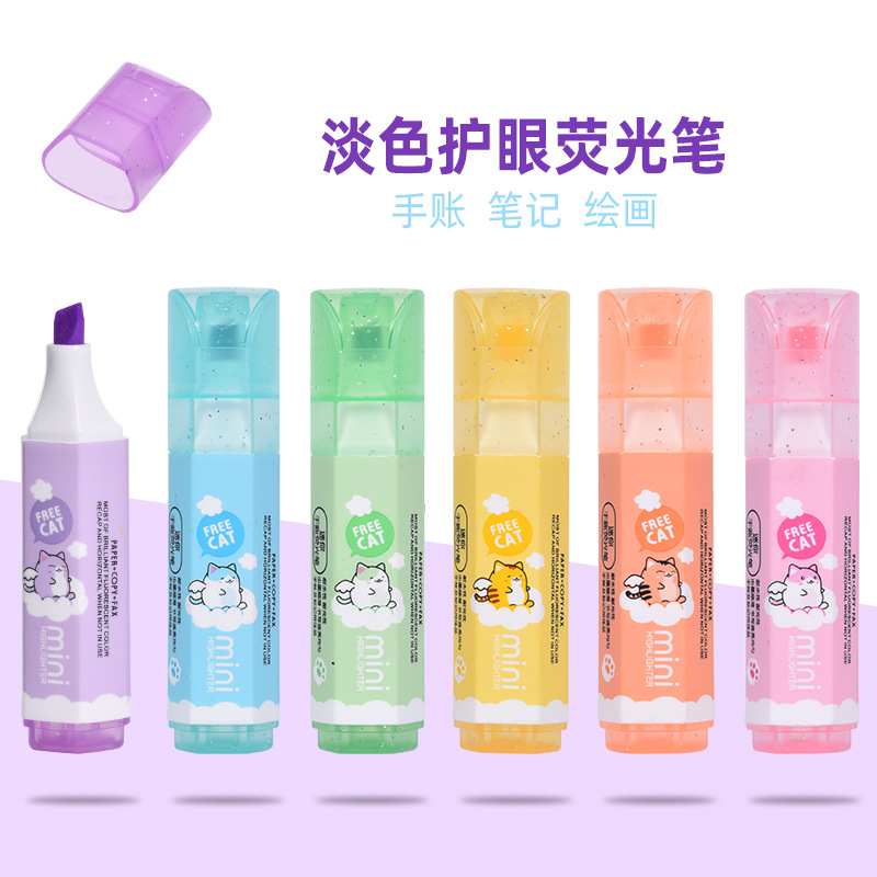 Lindo mini resaltador de protección ocular monocromática estudiante trazo clave bolígrafo marcador aprendizaje herramienta de pintura graffiti al por mayor