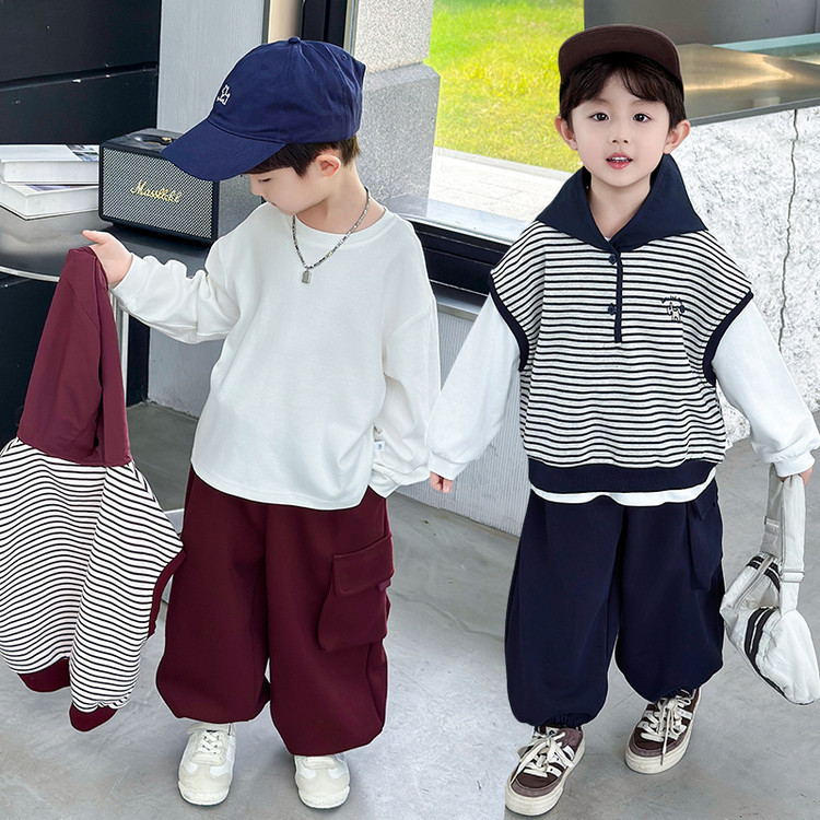 男童秋装小狗条纹三件套春秋装韩版儿童痞帅洋气套装宝宝衣服男孩|undefined