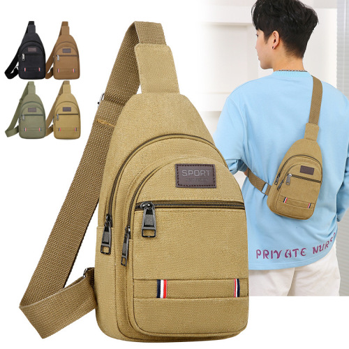 Chest bag men's bag shoulder bag crossbody bag casual men's bag canvas small backpack trendy summer manufacturer wholesale