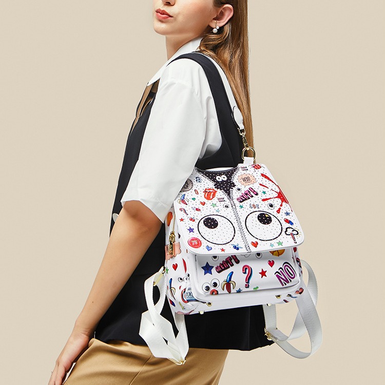 Mochila Casual Estampada para Mujer de PU Resistente al Desgaste para Uso Diario