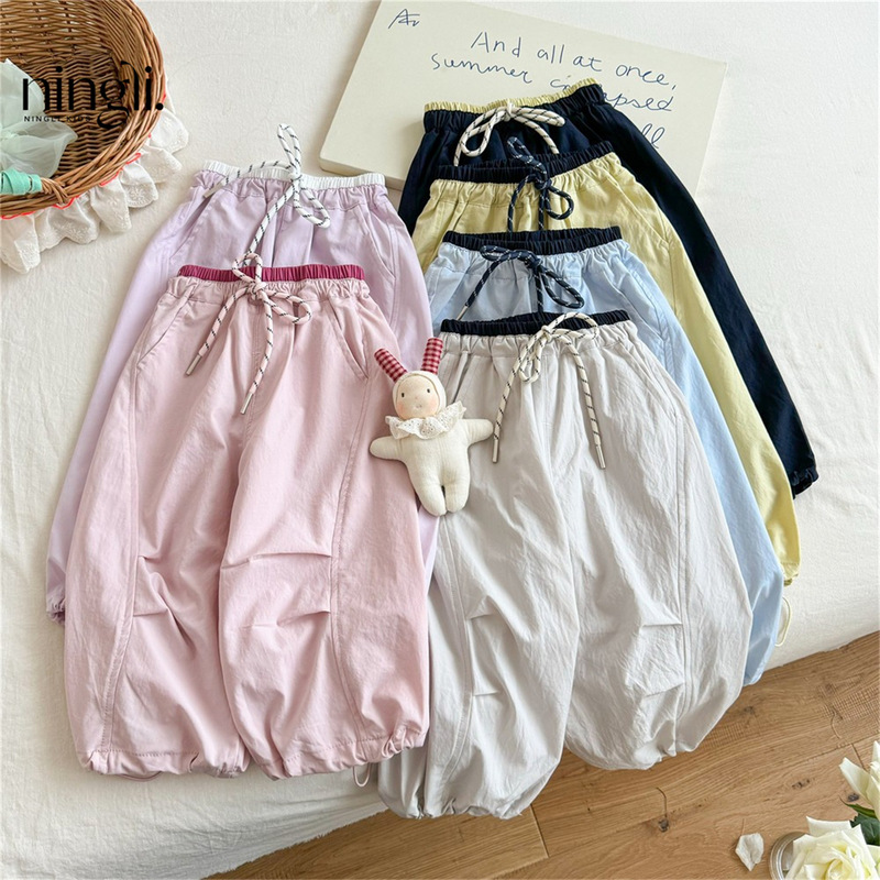 Ningli 女の子山本パンツ夏の新しい子供のルーズパンツ夏服韓国スタイルの女の子の薄いレギンスパンツ西洋スタイル|undefined