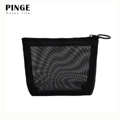 跨境熱銷黑色網紗化妝包便攜旅行洗漱包多功能化妝品口紅小收納包