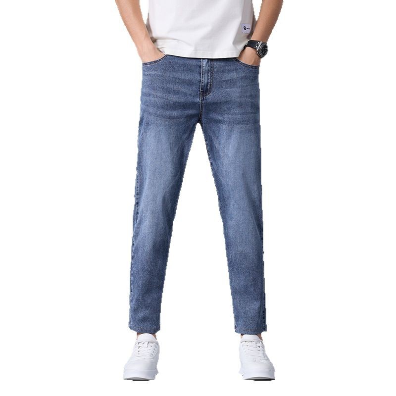 Summer Thin Denim Cropped Pants for Men 2025 New Loose Straight Men's Jeans for Petite Men 9 Points