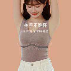 Women's Autumn/Winter New Warm Fleece V-Neck Bralette with Padded Underwear, Made of Cashmere and Mulberry Silk, Thickened and Seamless Underwear Top