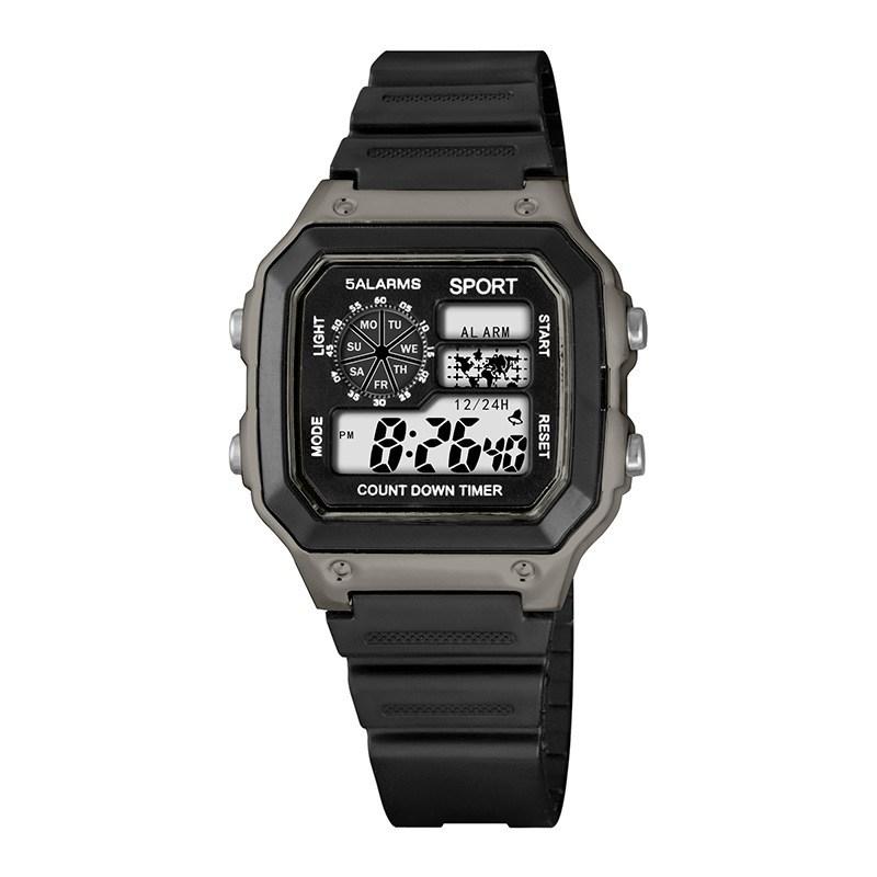 Explosiva estudiante cronometraje al aire libre deportes reloj electrónico moda comercio exterior alarma luminosa multifunción reloj electrónico piel