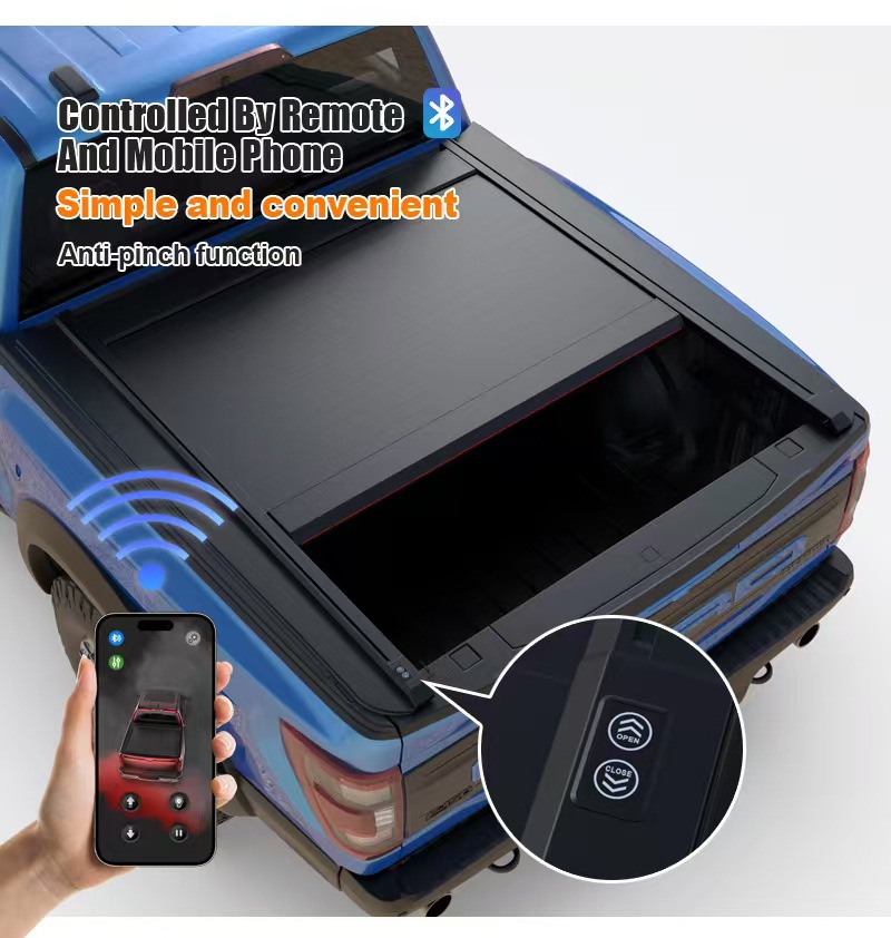 Cross-border Raptor F150 pickup roller shutter rear trunk cover RANGER hard tri-fold cover electric roller shutter car modification parts