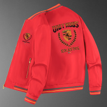 欧货夹克衫男装红色外套男潮牌时尚韩版上衣男士棒球服重工刺绣