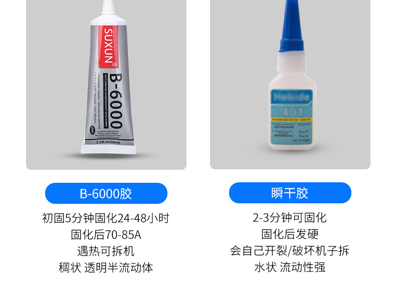 B-6000针头饰品移门纺织布塑料五金手机美容补钻胶水装饰透明胶水详情7