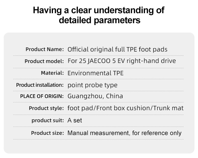 TPE Car Floor Mats & Trunk Mat for Chery JAECOO 5 EV 2025