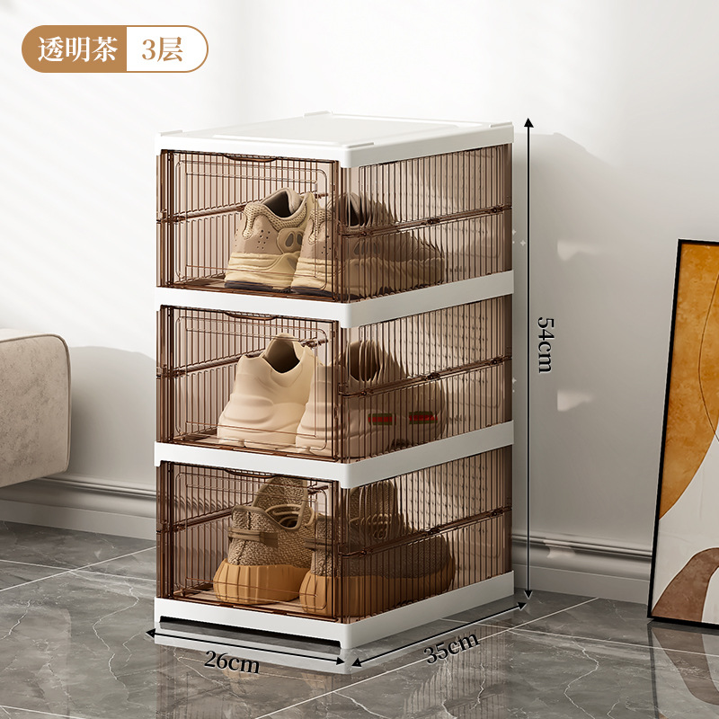 Caja de Zapatos Transparente Plegable, con Tapa, para Almacenamiento