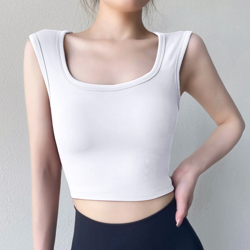 Women's Yoga Top with Wide Straps, Beautiful Back Support, Quick-Drying Exercise Bra for Running and Fitness