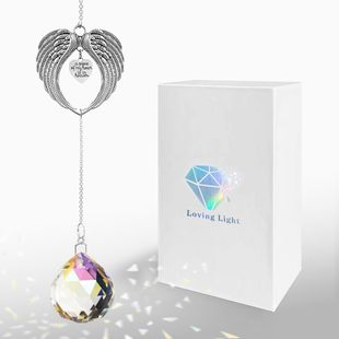 Angel Wings Crystal Ball Sun Catcher Memorial Relatives Gift to the Lost of Loved Ones Heart-Shaped Angel Pendant