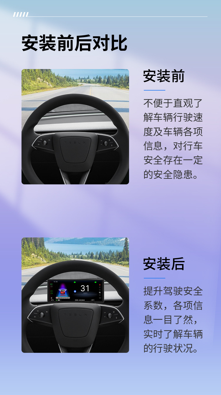 Suitable for Tesla Model 3/Y Car Display Screens That Support Carplay 6.86inch Smart Dashboard, in Stock