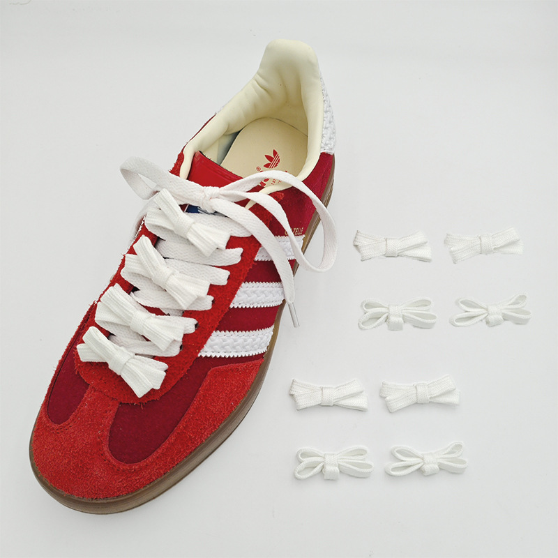 Wholesale Custom Shoelaces Perforated Bowknot Shoe Flowers Suitable for White Shoes Clogs Moral Training Shoes Canvas Shoes Shoelace Rope