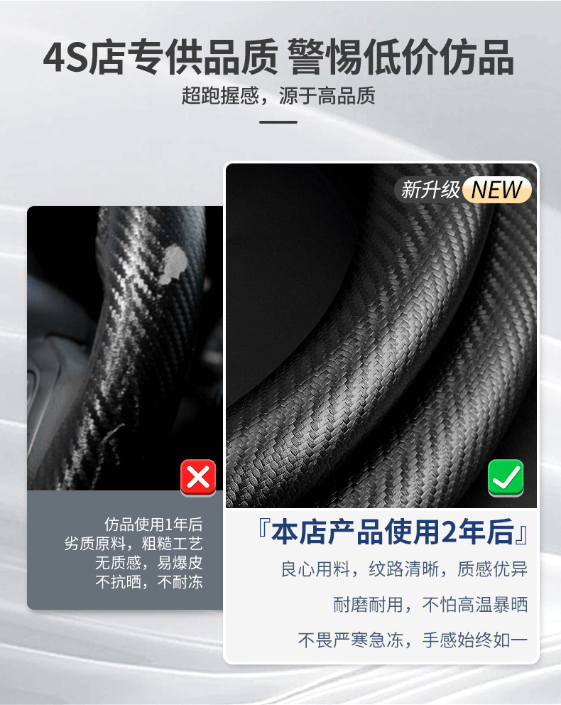 Suitable for Ford Kuga steering wheel covers, 2013-2019 new models, non-slip, sweat-absorbent, carbon fiber, all-season, ultra-thin steering wheel covers