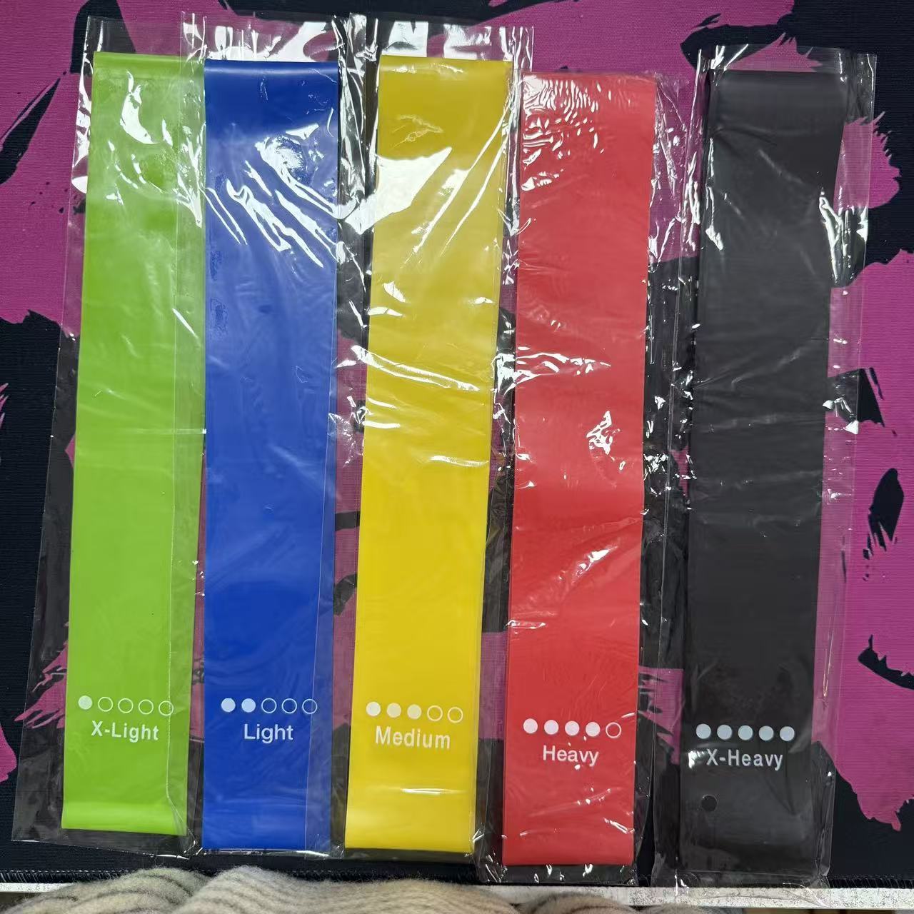 Yoga Resistance Band Set, Five-Color Resistance Bands, Fitness Elastic Bands, Men's and Women's Home Shaping and Butt Training Elastic Rings