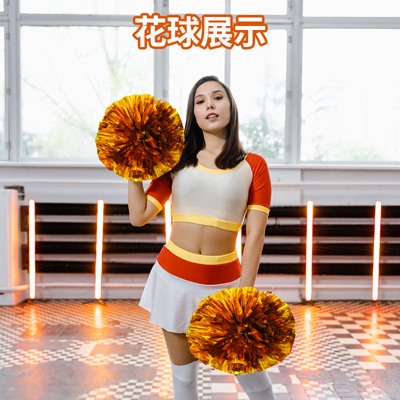 Juegos de bolas de flores, accesorios, porristas, bolas de flores brillantes, accesorios de alegría para fiestas navideñas, flores con manivela, porristas, bolas de flores