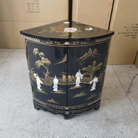 至高美墙角柜亮光烤漆贝壳三角柜角落收纳储物置物柜古典彩绘家具