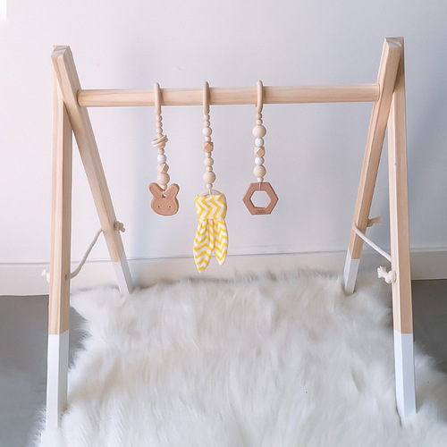 Cross-border ins decoration Nordic style children's toys wooden fitness equipment ornaments newborn baby baby fitness rack