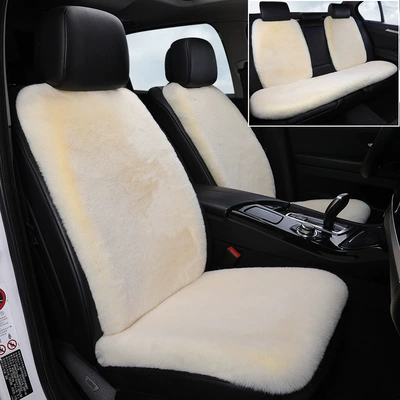 Wool pad Universal Small Waist Car Seat Cover - beige-full-car-set-seven-piece-set