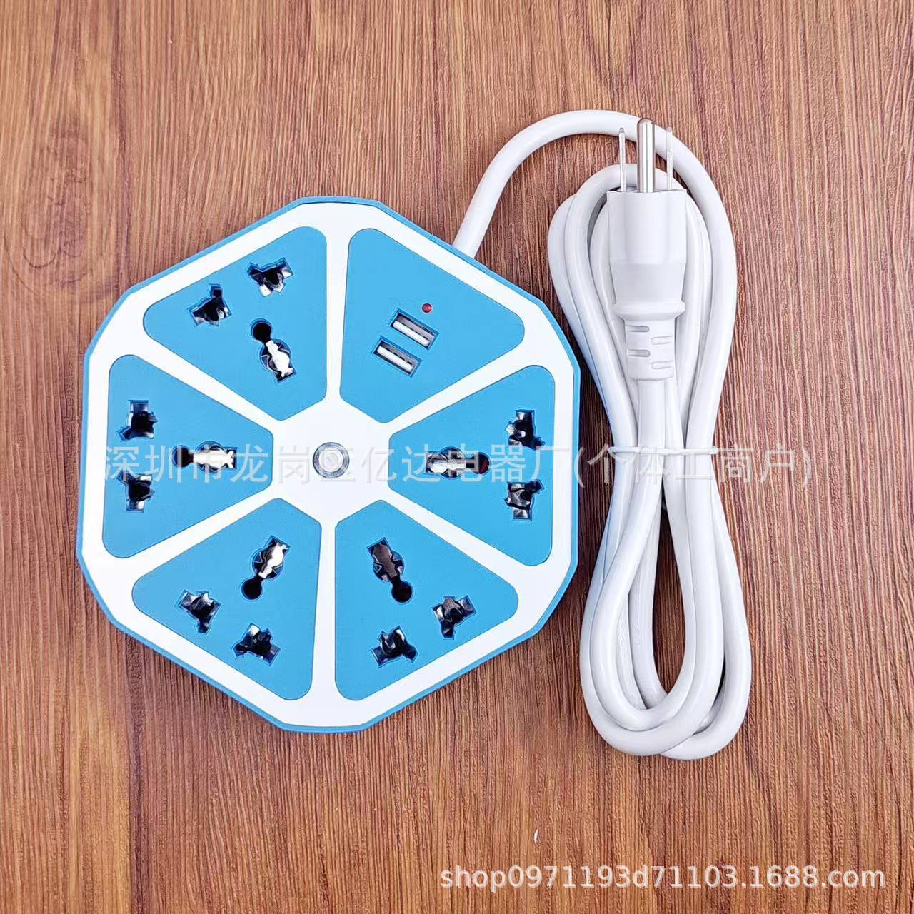 Creativa flor de ciruela caja de cartón de agujero universal usb con enchufe de alambre fruta hexagonal fila africana enchufable al por mayor