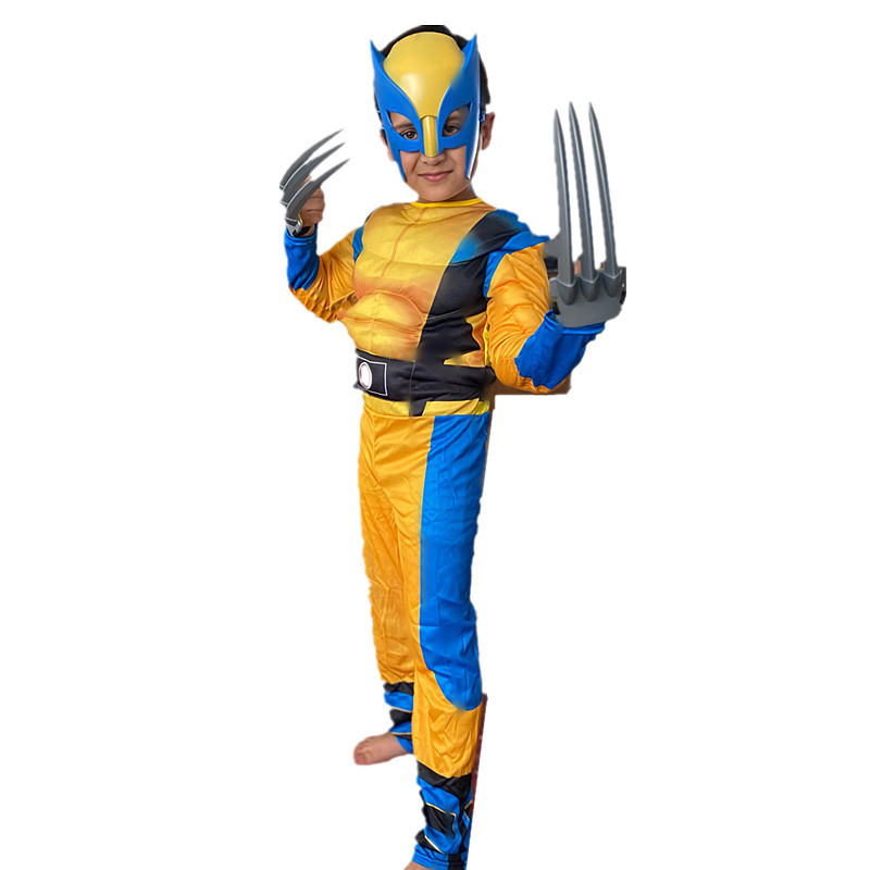 万圣节金刚狼肌肉服装X战警连体衣超级英雄角色扮演披风爪子配件