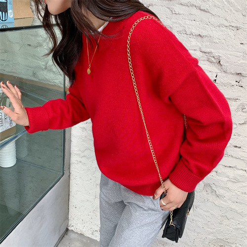 Spring, Summer, Autumn, Winter Sweet and Cute Women's Knitwear New Loose Lazy Style Outerwear Long-sleeve Turtleneck Top