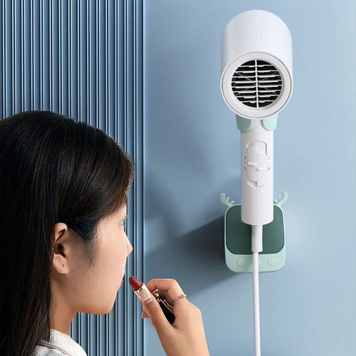 Thickened hole-free bathroom hairdryer holder wall-mounted storage shelf hairdryer rack