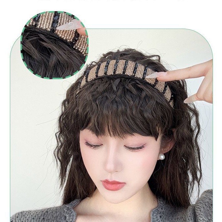 Perruca de cabello de mujer, banda de cabello integral para cubrir la parte superior del cabello blanco, aumento de cabello, trenzas de cabello real, frente, pestañas.