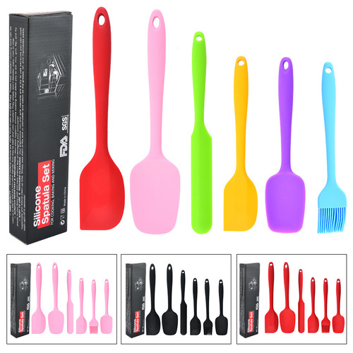Silicone Scraper Set of 6 Baking Small Tools Kit Cream Spatula Small Oil Brush Scraper Big 5 Piece Set Cross-border