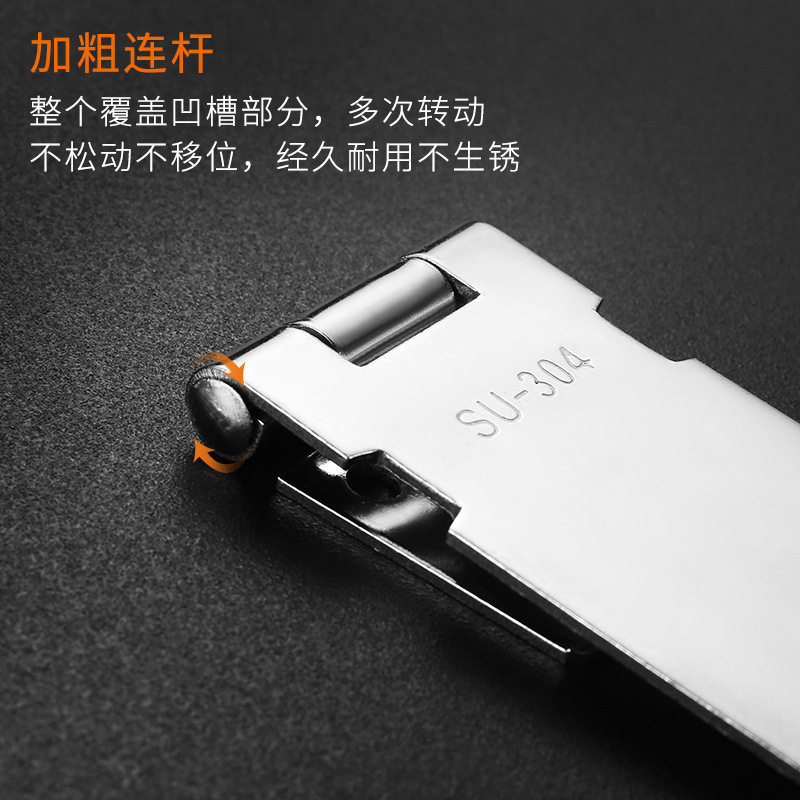 Heavy-duty stainless steel toggle clip with thickened lock 90-degree straight-angle door lock plate, for wooden doors, door plug, old-style door bolt, surface-mounted door latch