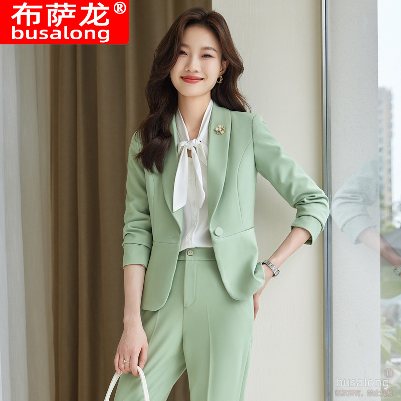 新款布萨龙busalong女长袖职业西服西裤正装套装工作服女8960