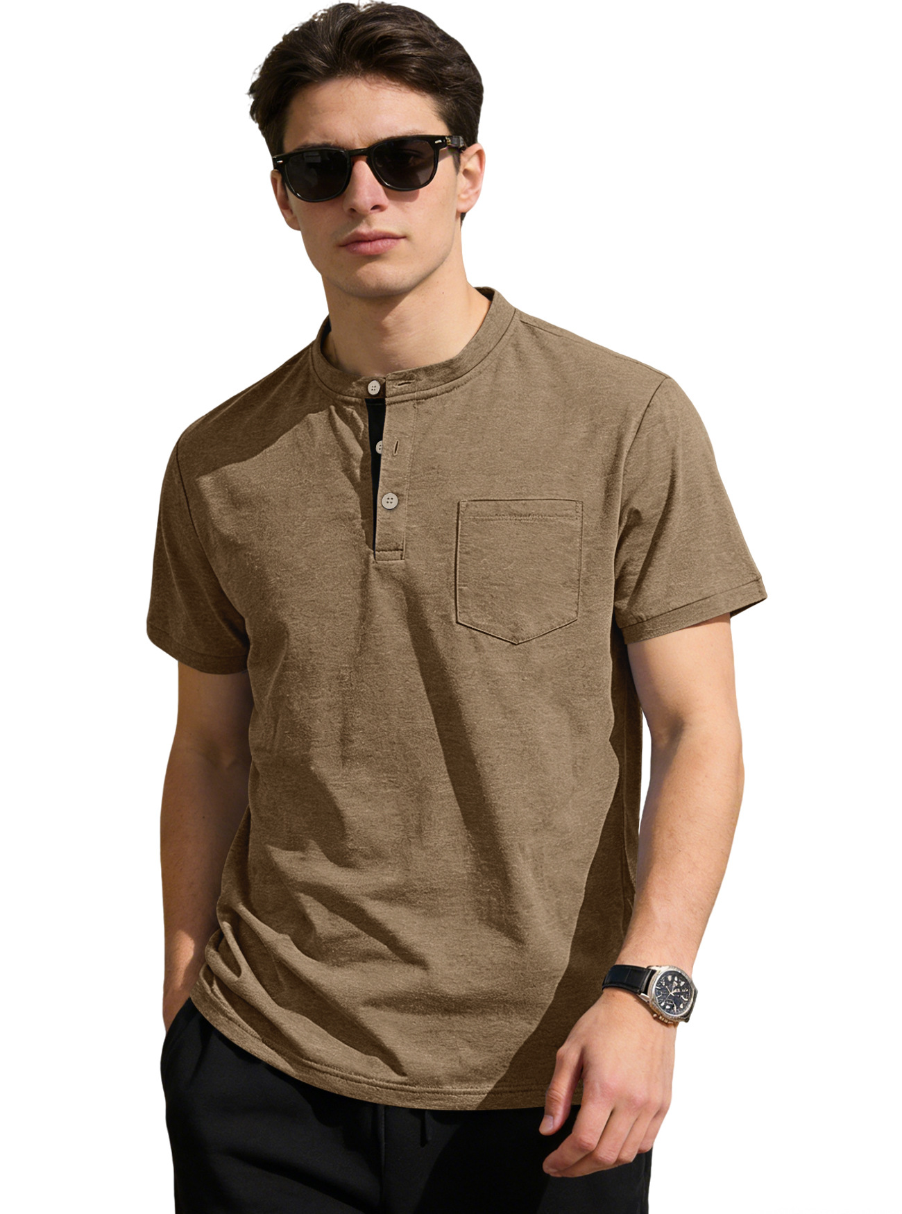 Nuevo transfronterizo Europa y América Amazon verano hombre sólido polo de manga corta botón de cuello vertical camiseta de comercio exterior casual