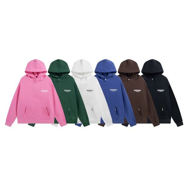 2023 Autumn and Winter New European and American Trendy Brand Represent Classic Letter Print Fleece-Lined Sweatshirt Loose Hoodie