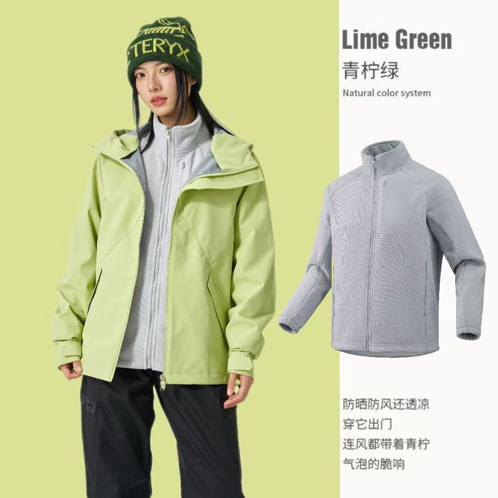 Chaqueta de exterior ligera, resistente al viento, impermeable y resistente al aceite de la marca Shanke para mujer, chaqueta de senderismo y montañismo magnética con triple protección DuPont para hombre.