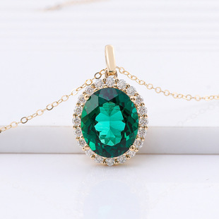Source Factory Outlet 14k Gold Egg-Shaped Cultivated Emerald Moussan Necklace Holiday Gift Girlfriend Wholesale