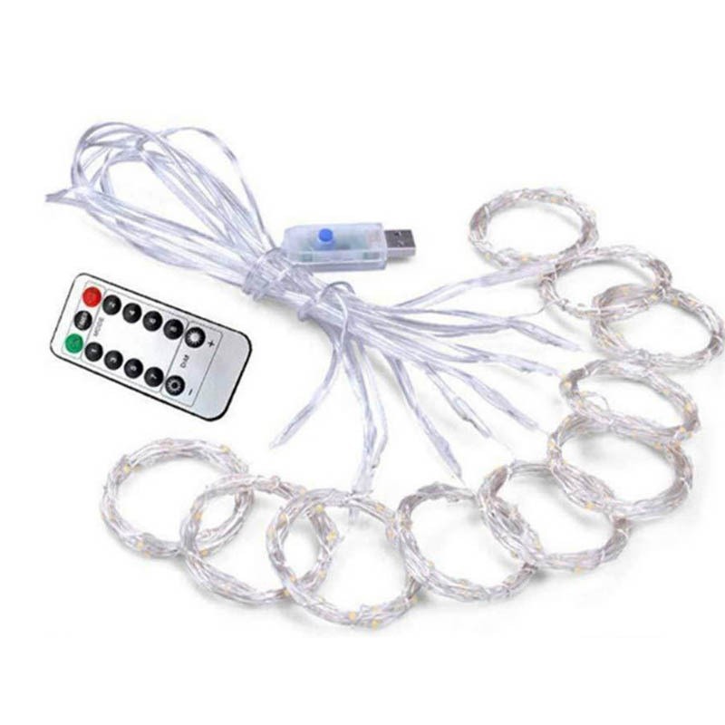 LED cortina de alambre de cobre luz 3*3 M USB de ocho funciones de control remoto de Navidad decoración dormitorio linterna luces de colores