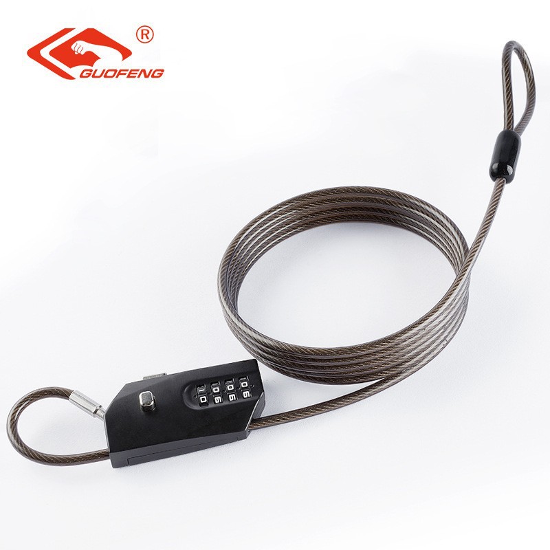 Cerradura de bicicleta cerradura de alambre de acero motocicleta eléctrica retráctil grueso cerradura antirrobo cerradura antirrobo de cuatro dígitos