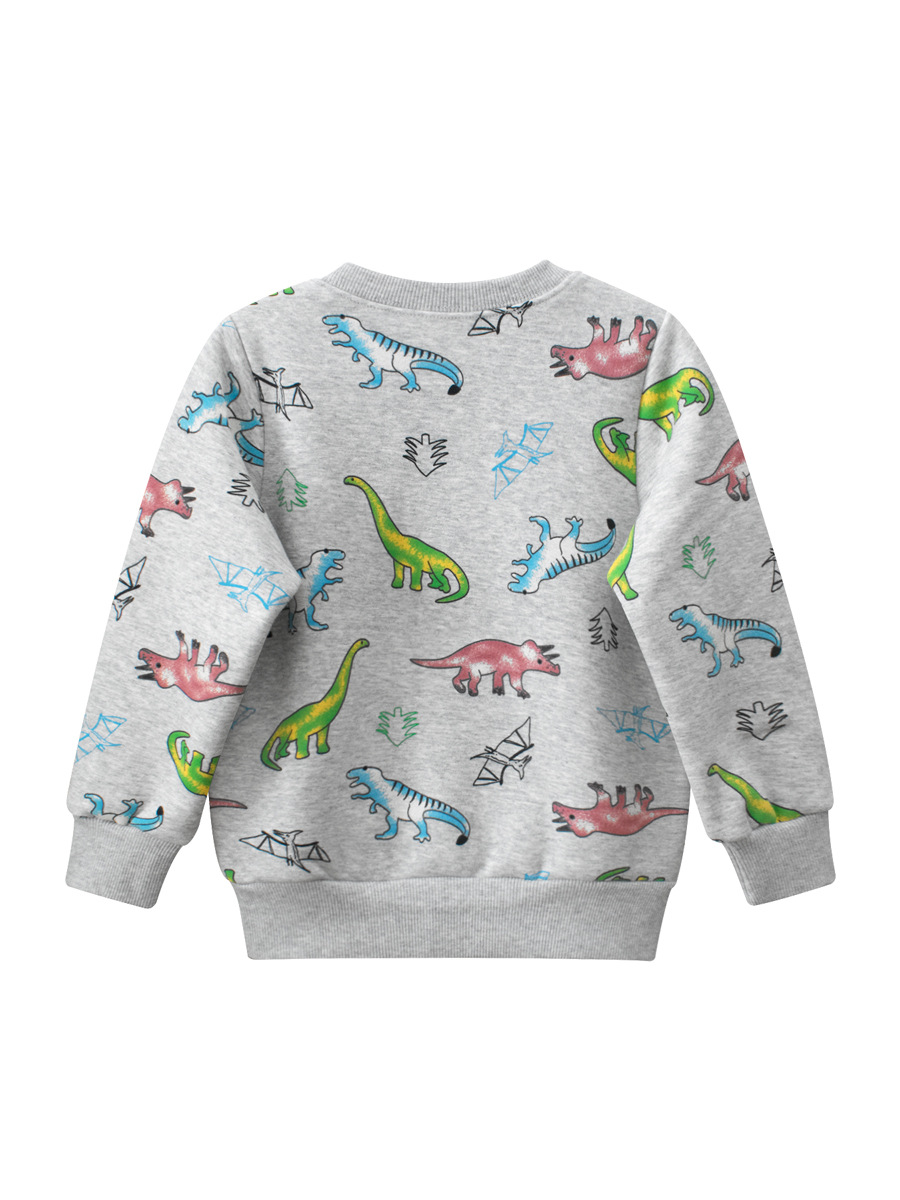 27 niños transfronterizos ropa para niños TikTok suministro en vivo suéter para niños Otoño e Invierno dinosaurio forrado de lana ropa de bebé al por mayor